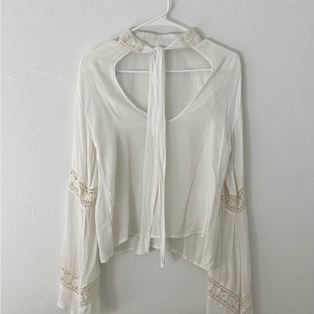 Beautiful Cream Crochet Detail Blouse